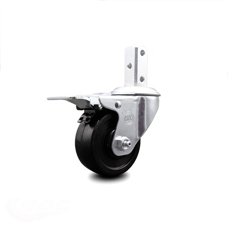 Service Caster 3 Inch Soft Rubber Swivel 3/4 Inch Square Stem Caster with Total Lock Brake SCC SCC-SQTTL20S314-SRS-34